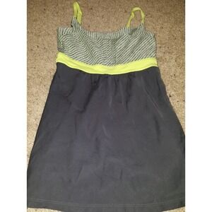 Lucy Power Yellow Black Gray Tank Top Shirt A/ Shelf Bra Womens Size XS‎ Xsmall